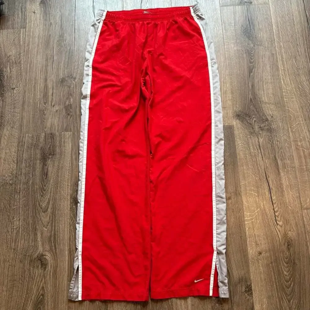 Vintage Y2K Nike Red Track Pants L 12-14 Side Stripe Joggers
